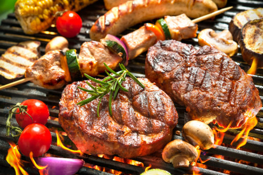 Food grilling on a barbecue