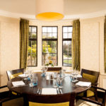 Window seat in the Mallows Restaurant at Mercure Tunbridge Wells Hotel, view of grounds